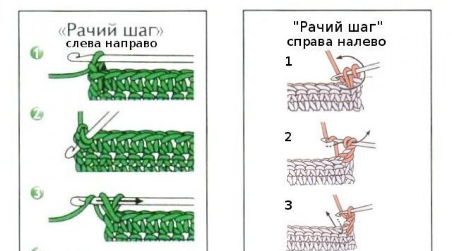 Рачий шаг крючком схема